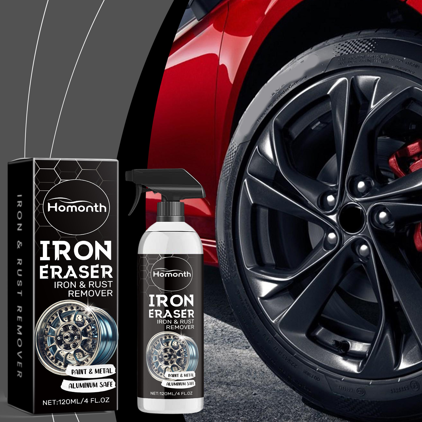 Wheel Cleaner Alloy - Spray Antiruggine per Cerchioni Auto, Detergente