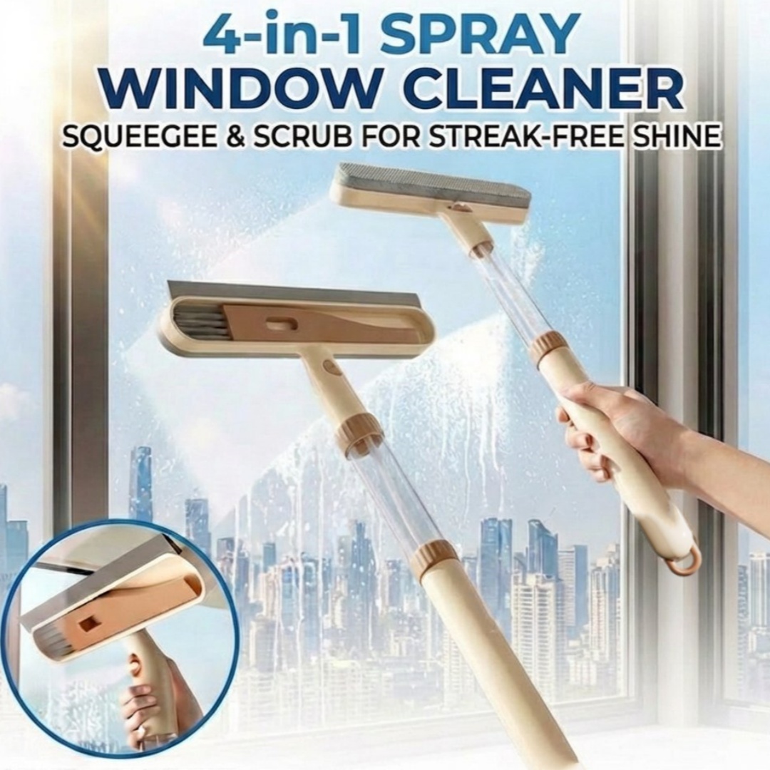 Glass Cleaner Streak - Lavavetri 4-in-1 Estensibile con Spray Integrato,